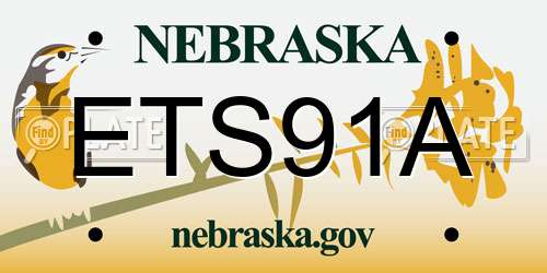 ETS91A Nebraska License Plate