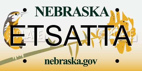 ETSATTA Nebraska License Plate