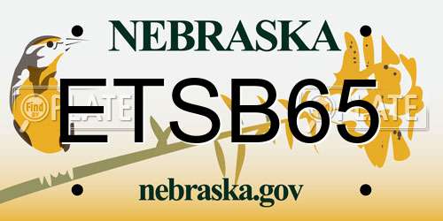 ETSB65 Nebraska License Plate