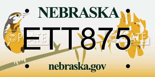 ETT875 Nebraska License Plate