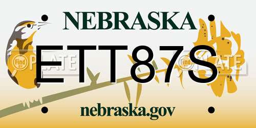 ETT87S Nebraska License Plate