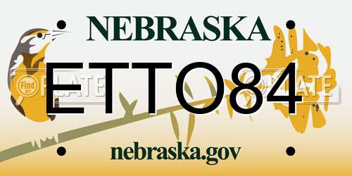 ETTO84 Nebraska License Plate