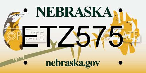 ETZ575 Nebraska License Plate