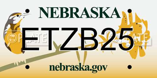 ETZB25 Nebraska License Plate