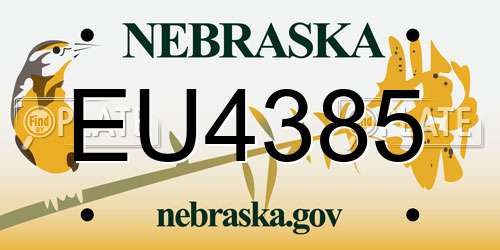 EU4385 Nebraska License Plate