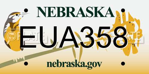 EUA358 Nebraska License Plate