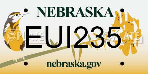 EUI235 Nebraska License Plate