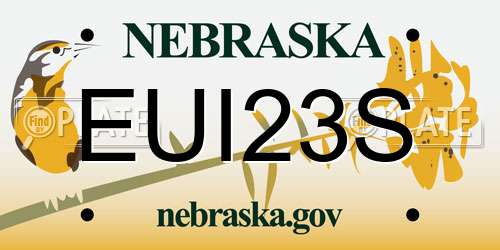 EUI23S Nebraska License Plate