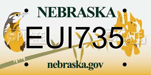 EUI735 Nebraska License Plate