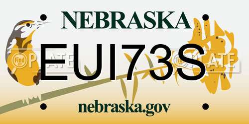 EUI73S Nebraska License Plate