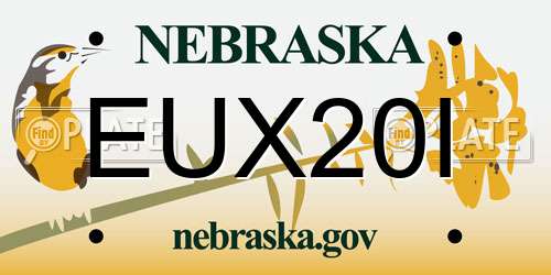 EUX20I Nebraska License Plate