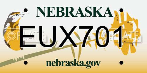 EUX701 Nebraska License Plate