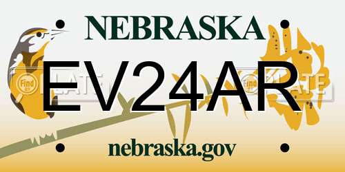 EV24AR Nebraska License Plate