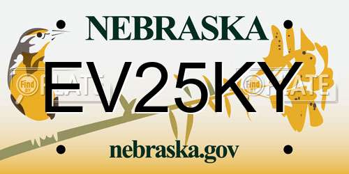 EV25KY Nebraska License Plate