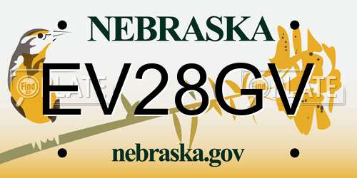 EV28GV Nebraska License Plate