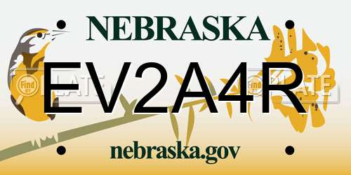 EV2A4R Nebraska License Plate