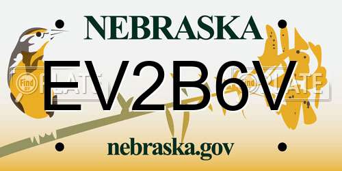 EV2B6V Nebraska License Plate
