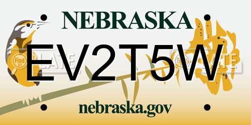 EV2T5W Nebraska License Plate