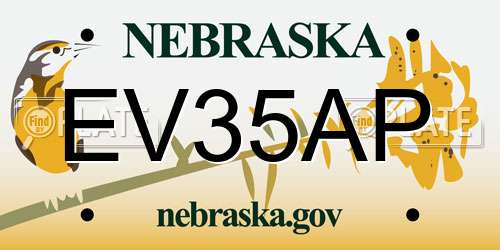 EV35AP Nebraska License Plate