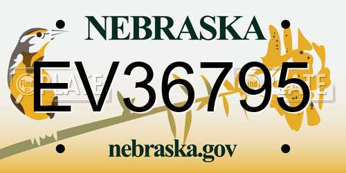 EV36795 Nebraska License Plate