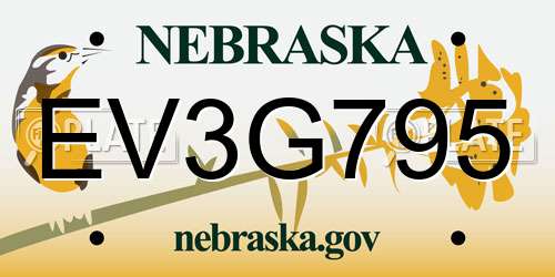 EV3G795 Nebraska License Plate