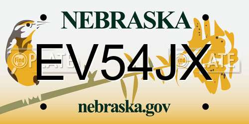 EV54JX Nebraska License Plate