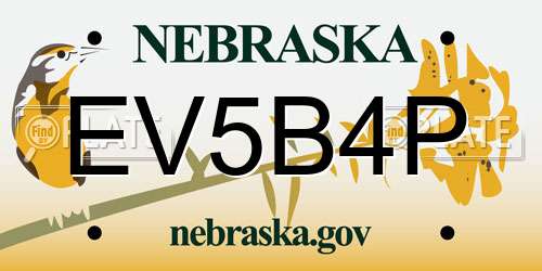 EV5B4P Nebraska License Plate