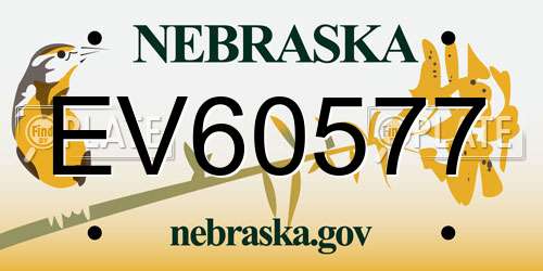 EV60577 Nebraska License Plate
