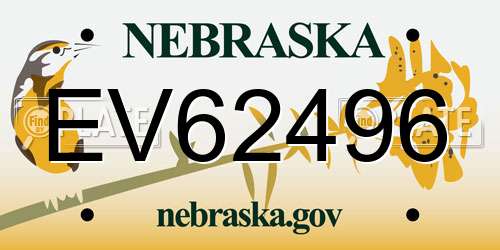 EV62496 Nebraska License Plate