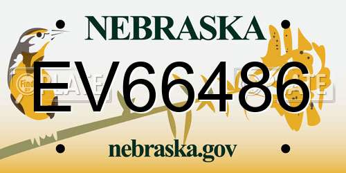 EV66486 Nebraska License Plate