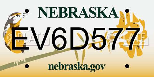 EV6D577 Nebraska License Plate