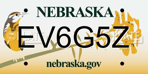 EV6G5Z Nebraska License Plate