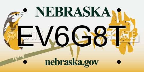 EV6G8T Nebraska License Plate