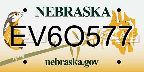 EV6O577 Nebraska License Plate