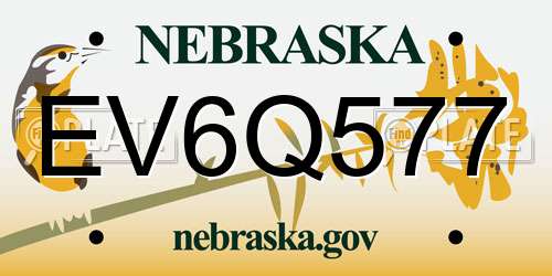 EV6Q577 Nebraska License Plate