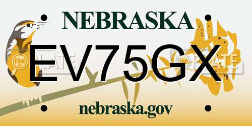 EV75GX Nebraska License Plate