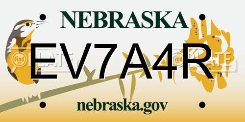 EV7A4R Nebraska License Plate