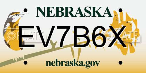 EV7B6X Nebraska License Plate