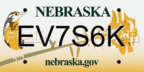 EV7S6K Nebraska License Plate