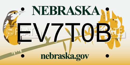 EV7T0B Nebraska License Plate