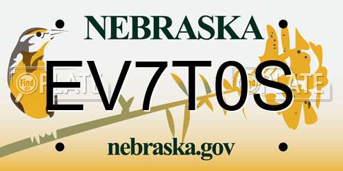 EV7T0S Nebraska License Plate