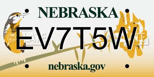 EV7T5W Nebraska License Plate