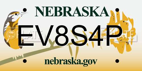 EV8S4P Nebraska License Plate