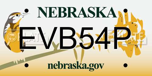 EVB54P Nebraska License Plate
