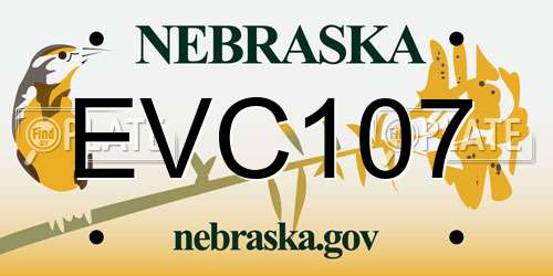 EVC107 Nebraska License Plate