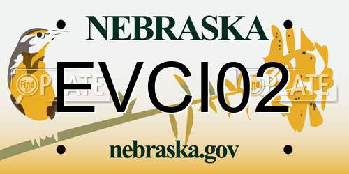 EVCI02 Nebraska License Plate