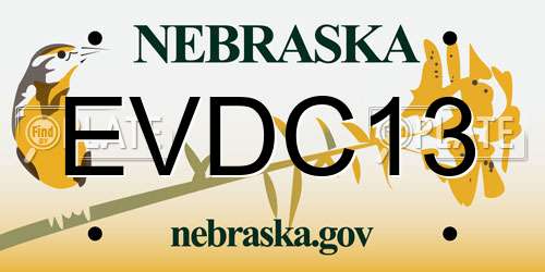 EVDC13 Nebraska License Plate