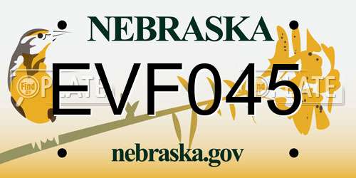 EVF045 Nebraska License Plate