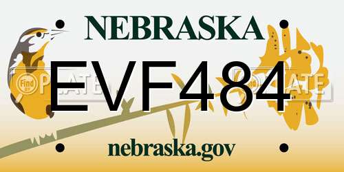 EVF484 Nebraska License Plate
