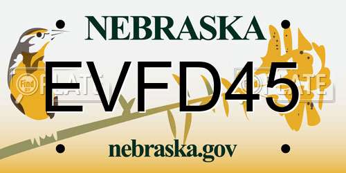 EVFD45 Nebraska License Plate